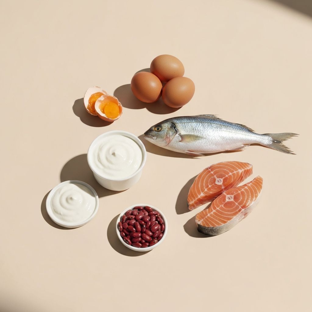 Scientific illustration of protein digestibility showing various protein sources and absorption process